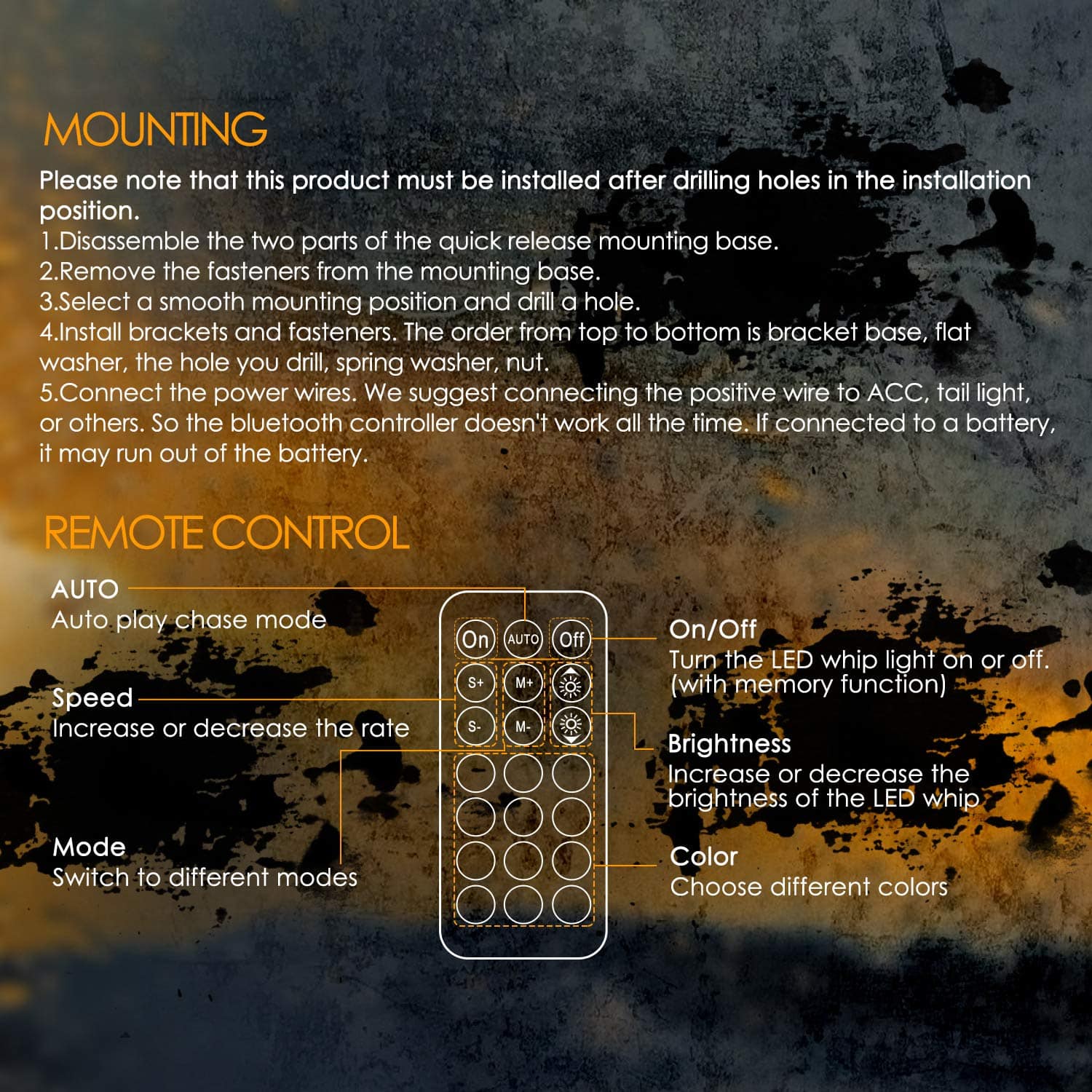 Nirider 2PCS 4ft Luces LED de Látigo con Control Remoto de - Imagen 8