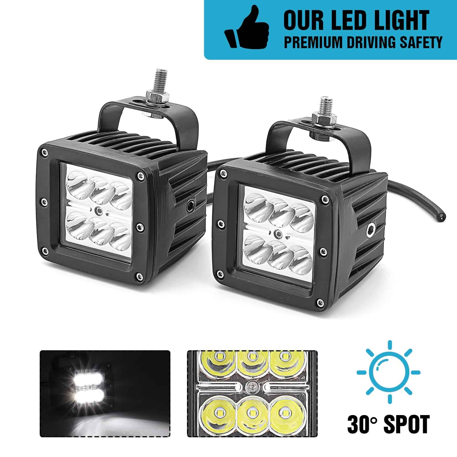 DaSen 2X 24W Luces LED Traseras de Trabajo de Respaldo y - Imagen 4