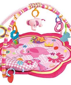 Tapete de actividades para bebé, gimnasio de juego rosado