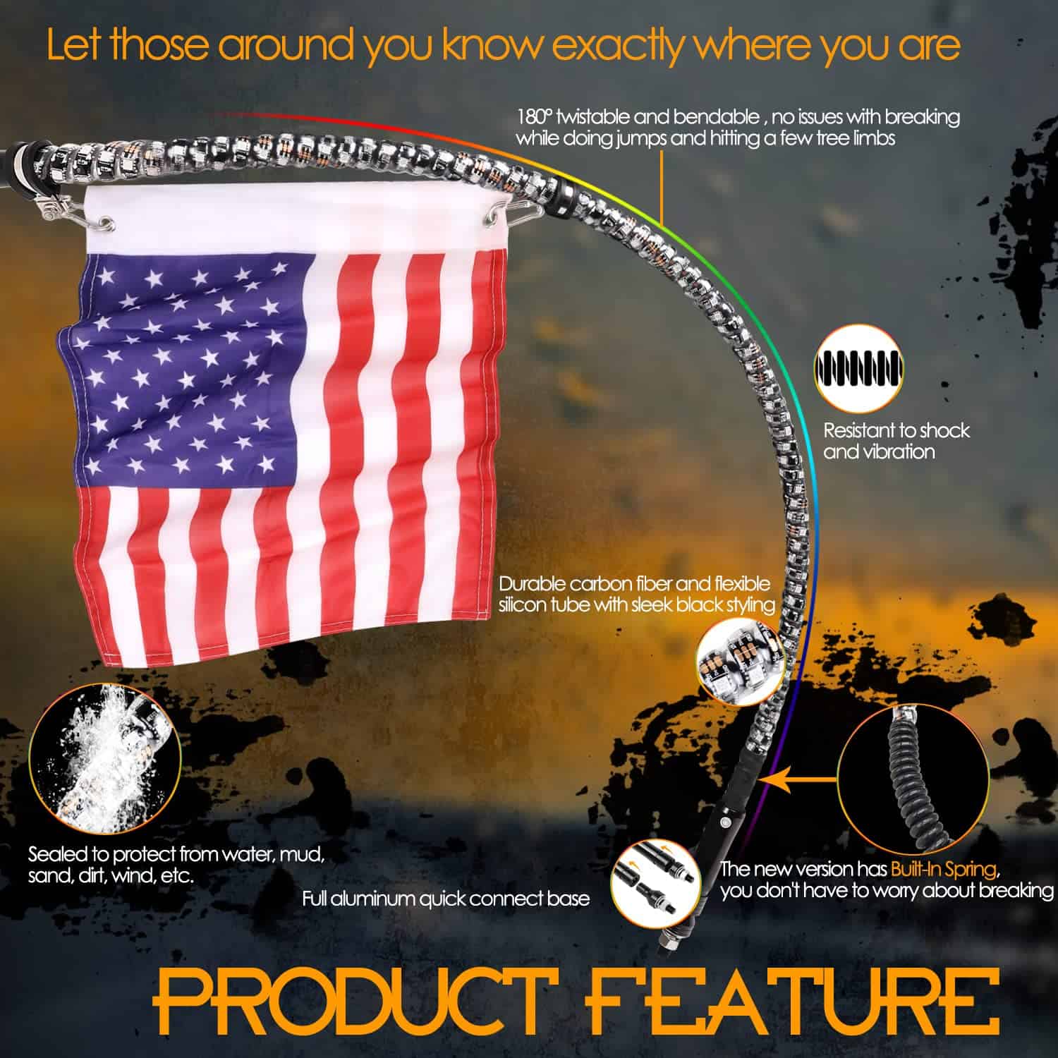 Nirider 2PCS 4ft Luces LED de Látigo con Control Remoto de - Imagen 4