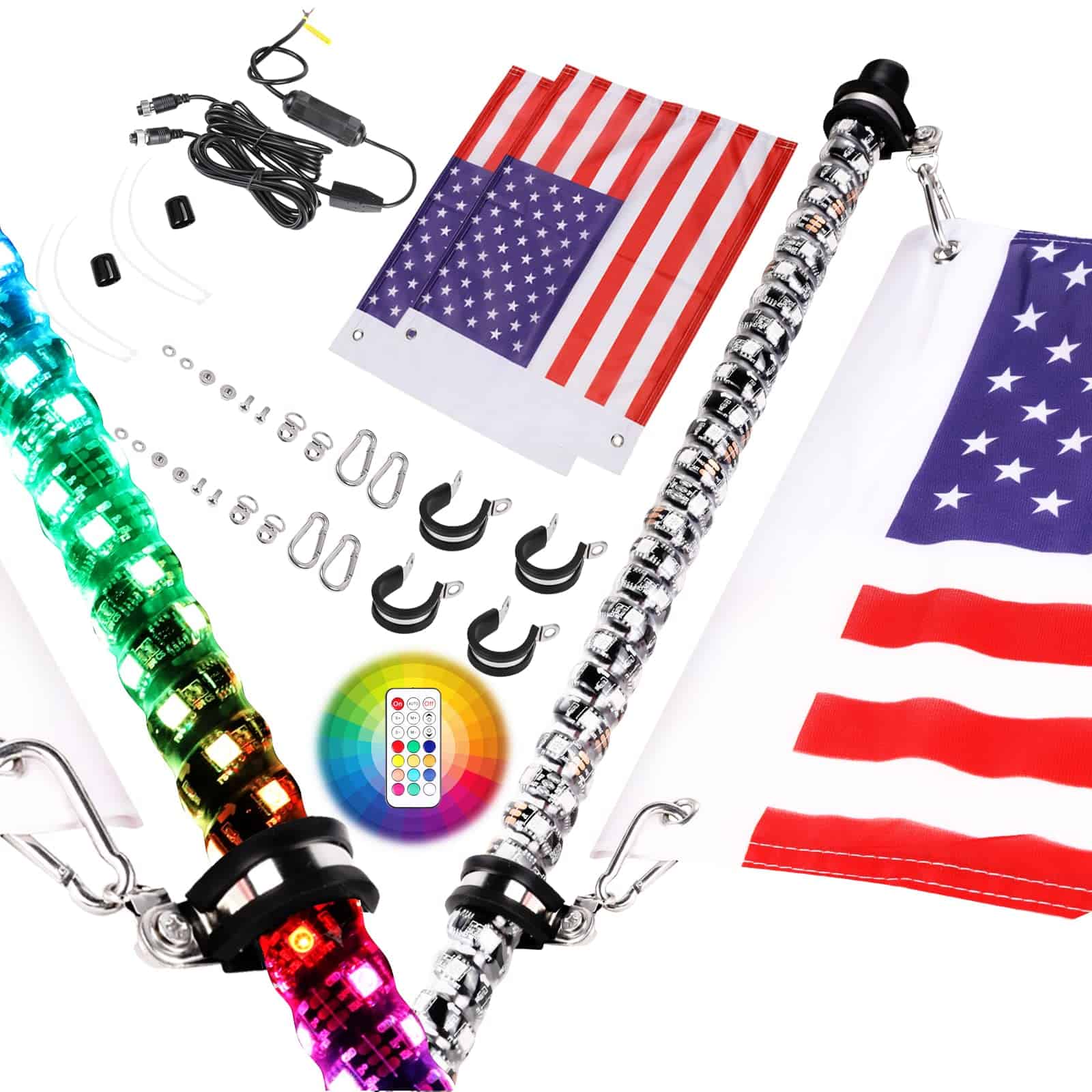 Nirider 2PCS 4ft Luces LED de Látigo con Control Remoto de