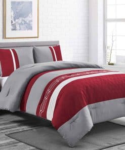 Set de Edredón Alternativo en Borgoña/Gris Tamaño Queen -