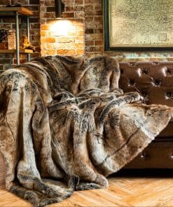 BATTILO HOME Luxury Brown Faux Fur Blanket Thick Warm
