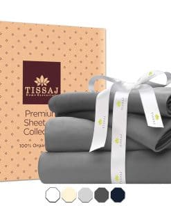 Juego de sábanas de algodón orgánico Tissaj -Gris humo