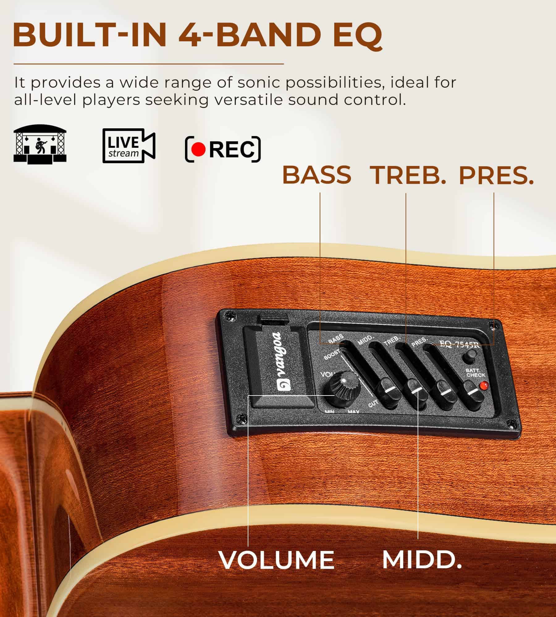 Guitarra de 12 Cuerdas Vangoa, Guitarra Acústica Eléctrica - Imagen 9