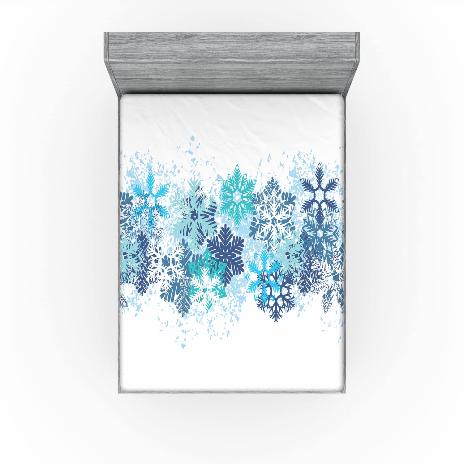 Sábana Ajustable Lunarable Snowflake, Patrón de Nieve - Imagen 4