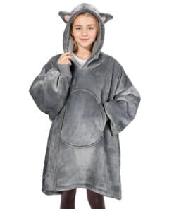 Manta con Capucha Solaris Cat para Niños - -Gris
