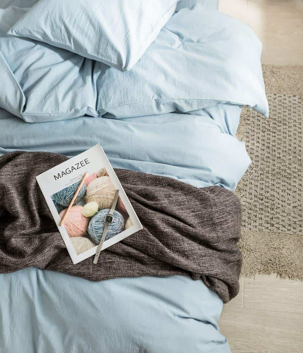 Funda de edredón Queen azul claro, 100% algodón lavado tipo - Imagen 7