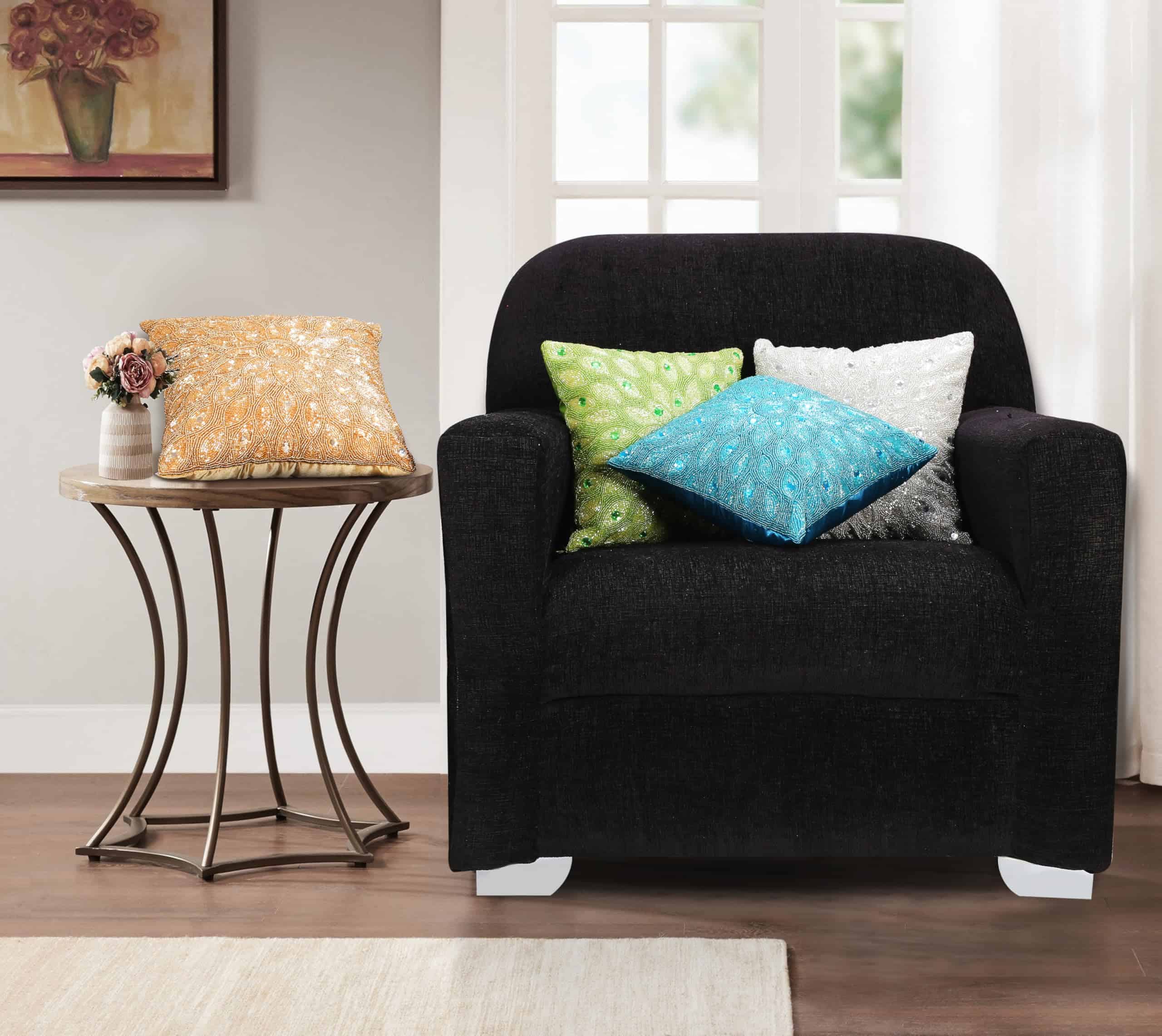 Funda de Cojín con Cuentas de Oro Hecha a Mano - 16x16 - Imagen 10