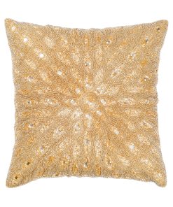 Funda de Cojín con Cuentas de Oro Hecha a Mano - 16x16