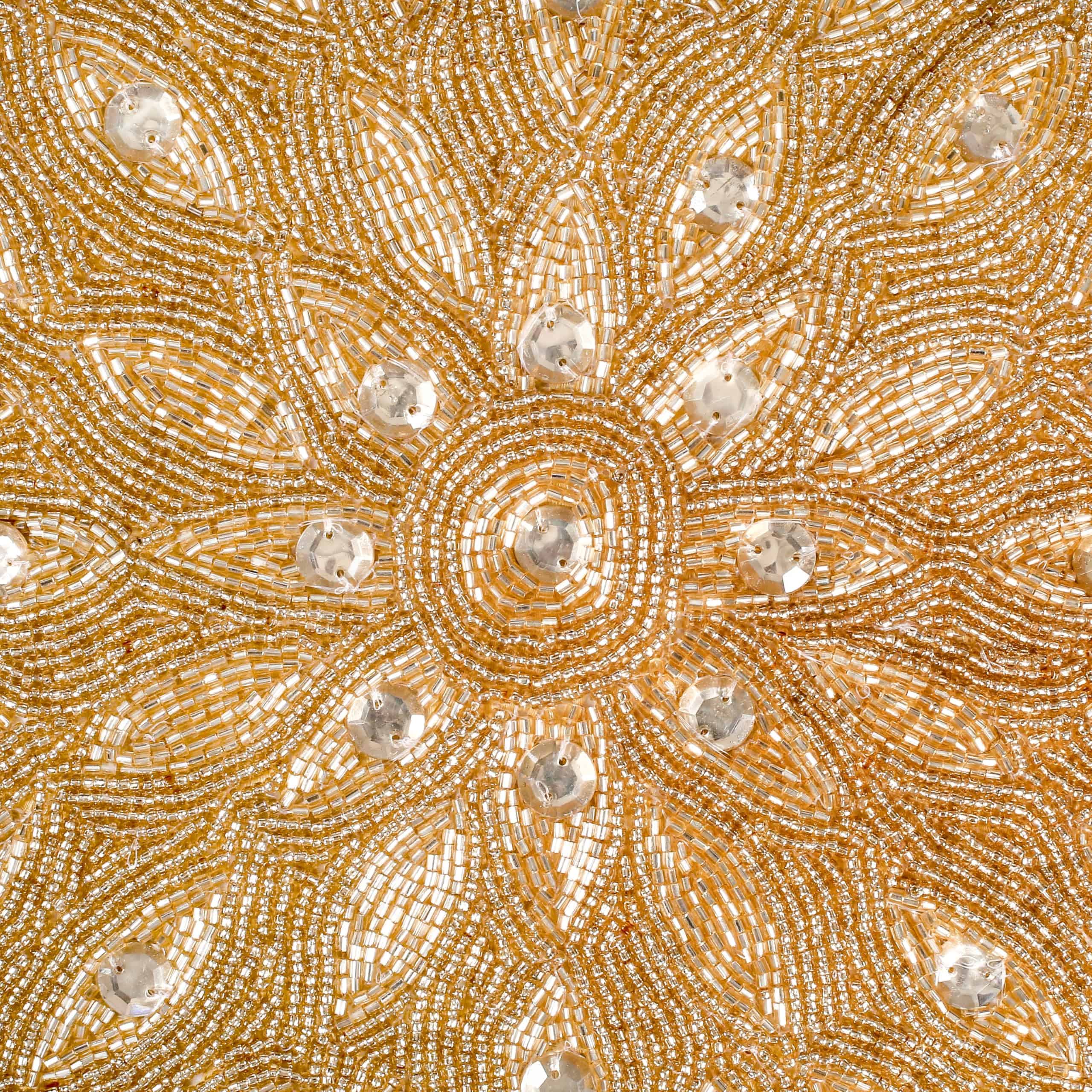 Funda de Cojín con Cuentas de Oro Hecha a Mano - 16x16 - Imagen 4