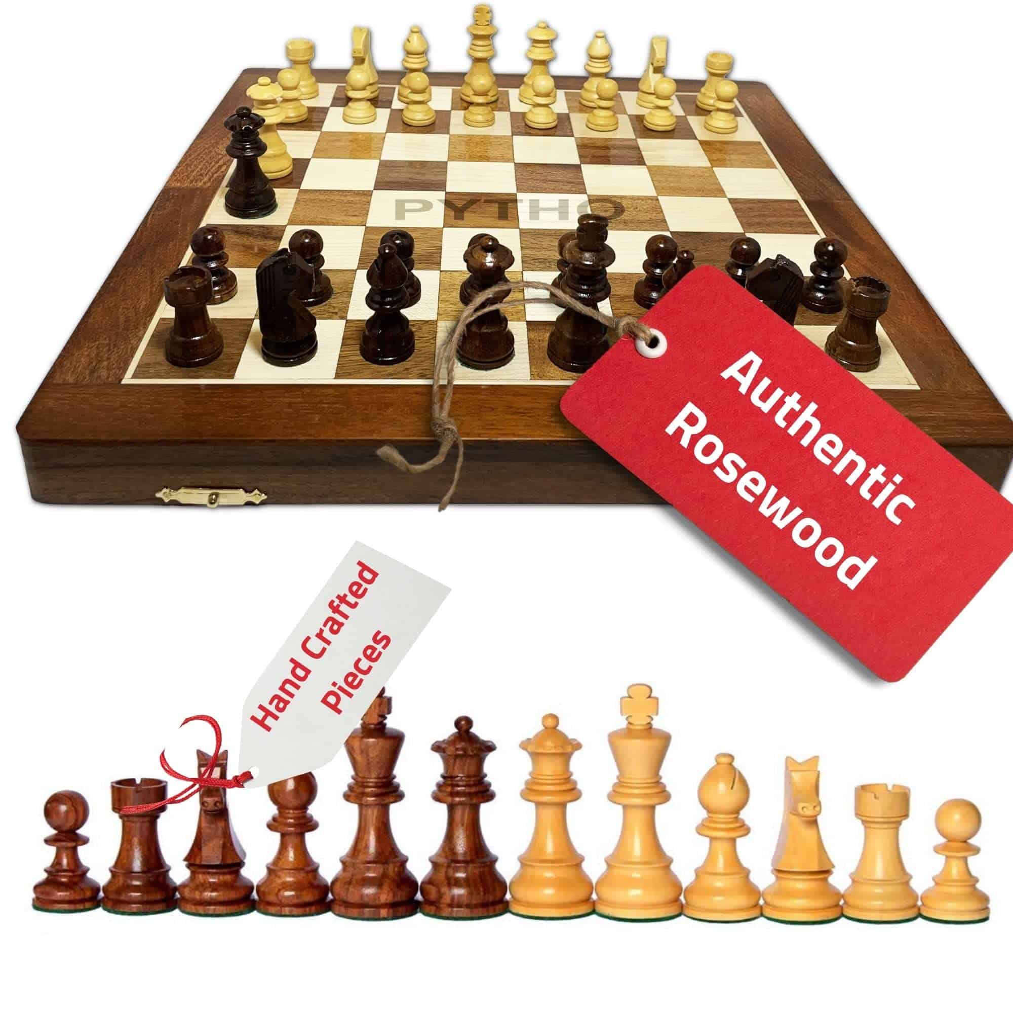 Juego de Ajedrez de Madera Hecho a Mano con Tablero