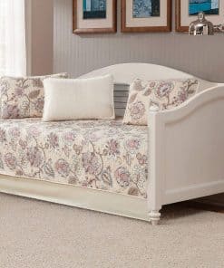 Juego de Colcha Reversible Acolchada de 5 -Azul, beige, rosa