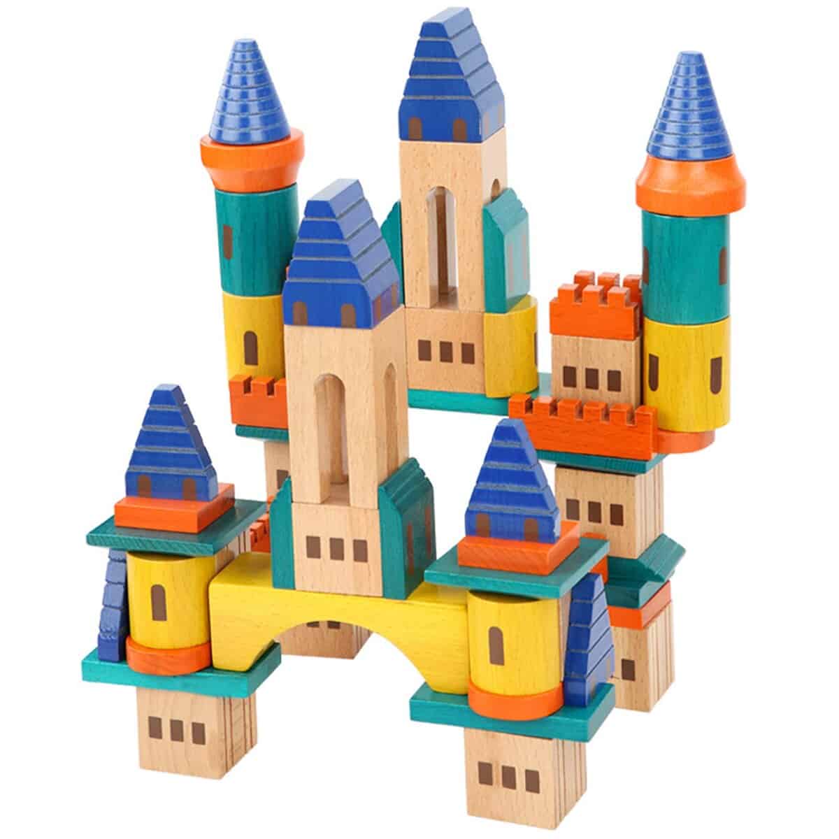 Juego de Bloques de Construcción de Castillo de Madera,