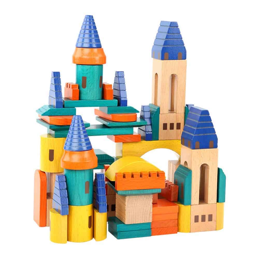 Juego de Bloques de Construcción de Castillo de Madera, - Imagen 3