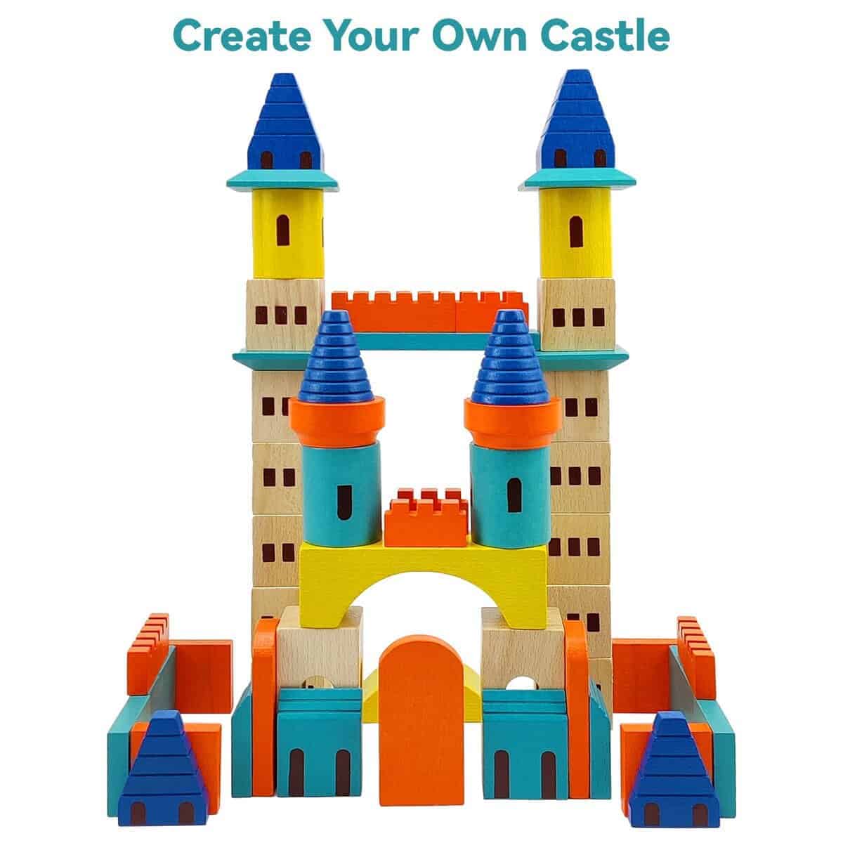 Juego de Bloques de Construcción de Castillo de Madera, - Imagen 4
