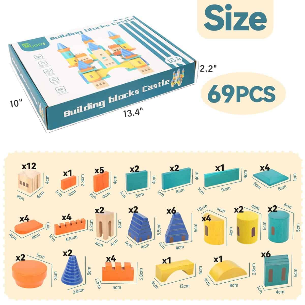 Juego de Bloques de Construcción de Castillo de Madera, - Imagen 8