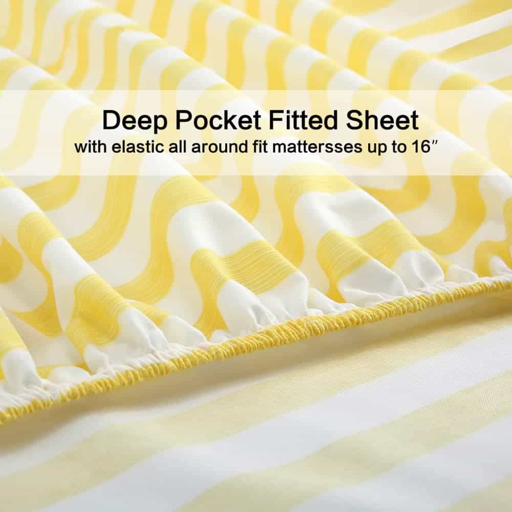 Juego de Sábanas de Microfibra a Rayas de 4 Piezas de la - Imagen 7