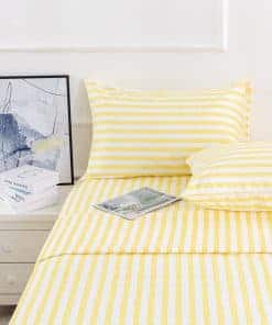 Juego de Sábanas de Microfibra a Rayas de 4 Piezas de la