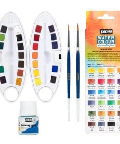 Set de 24 medios estuches de acuarelas Pebeo con goma de