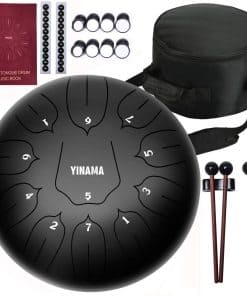 Yinama Steel Tongue Drum 11 Notas 12 Pulgadas Negro