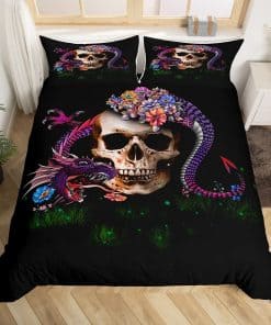 Juego de Funda Nórdica Floral Skull Tamaño King Estampado