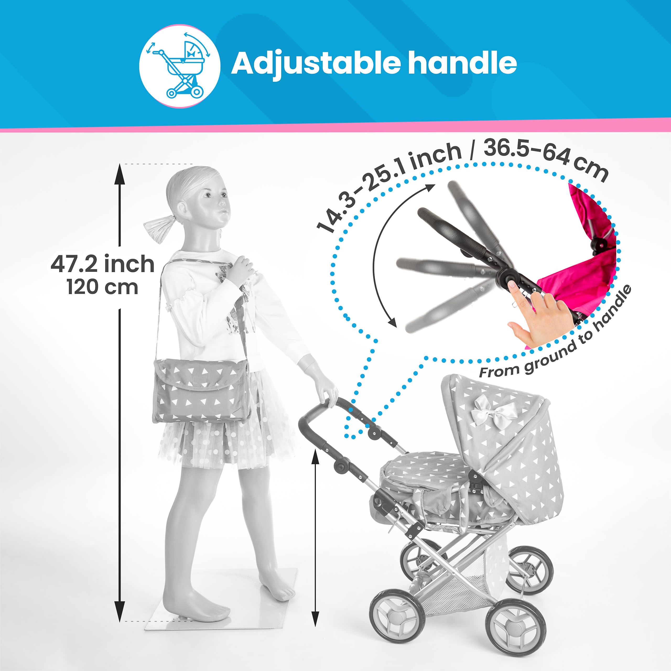 Cochecito de muñecas Kinderplay | Cochecito de bebé | - Imagen 5