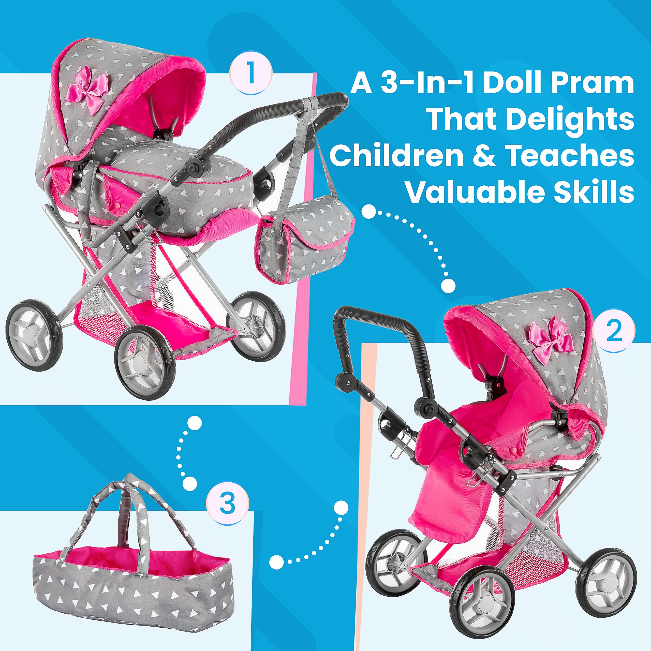 Cochecito de muñecas Kinderplay | Cochecito de bebé | - Imagen 3