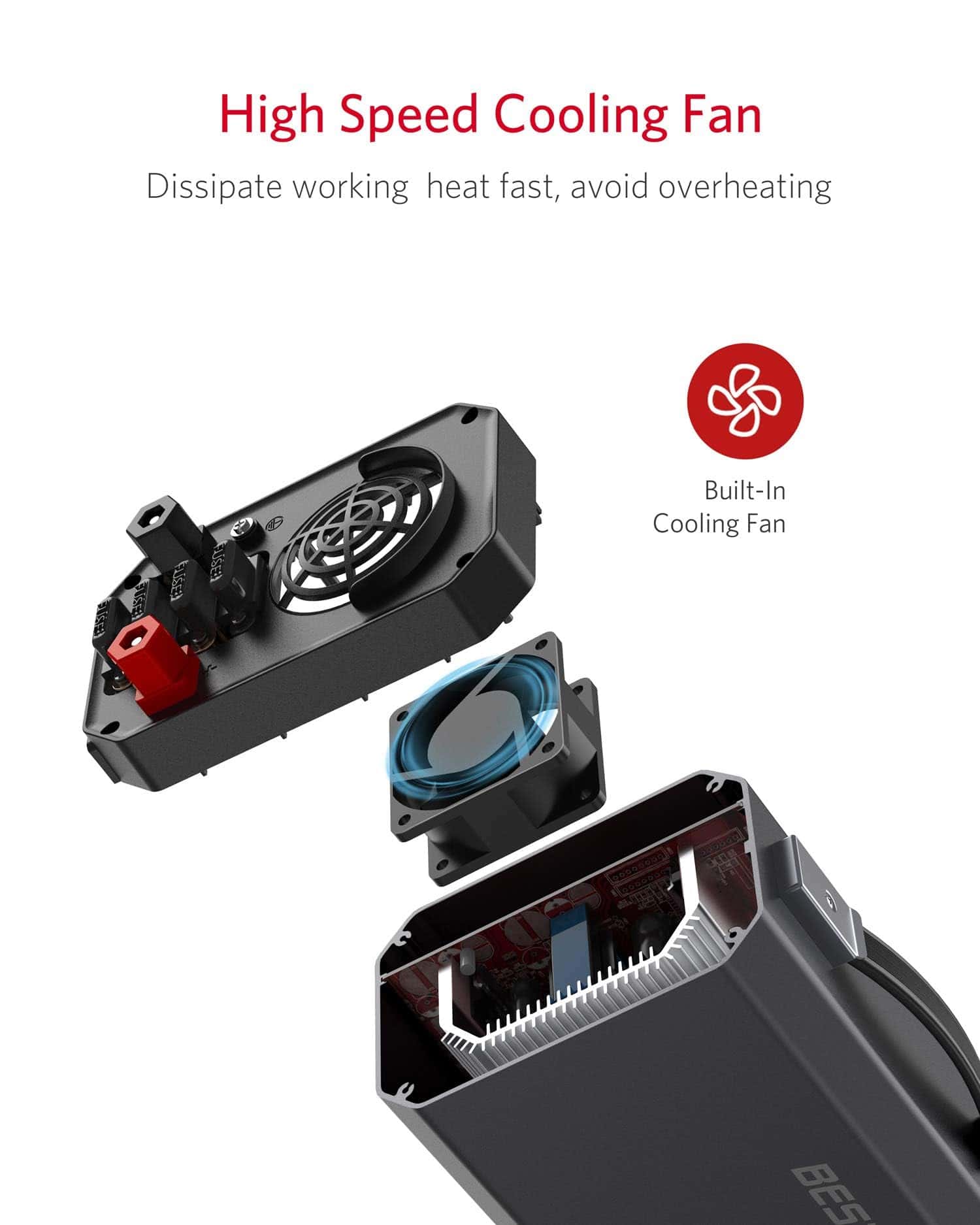 Inversor de corriente de onda sinusoidal pura BESTEK 1000W - Imagen 9