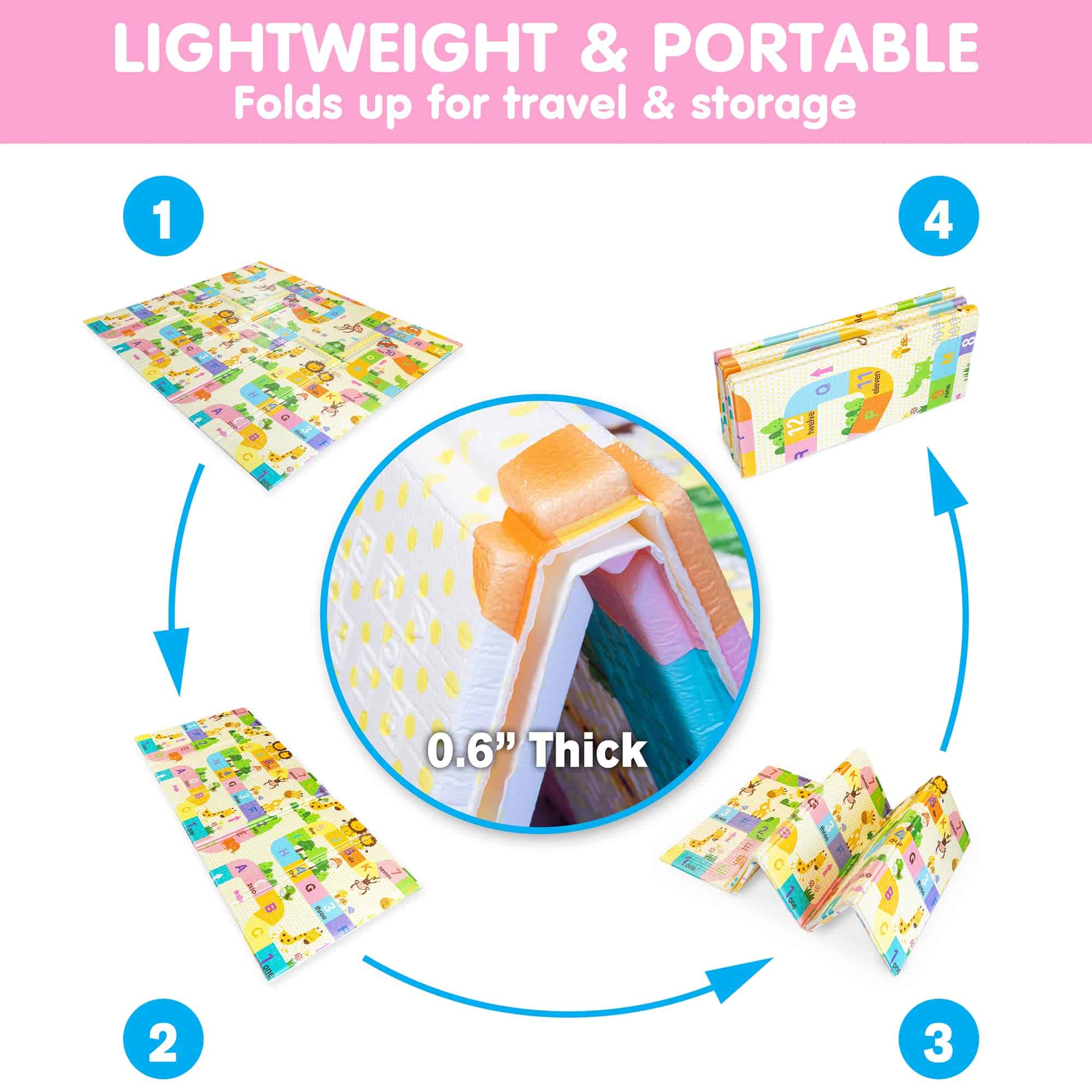 Tapete de juego para bebé grande Bammax con acolchado de - Imagen 6