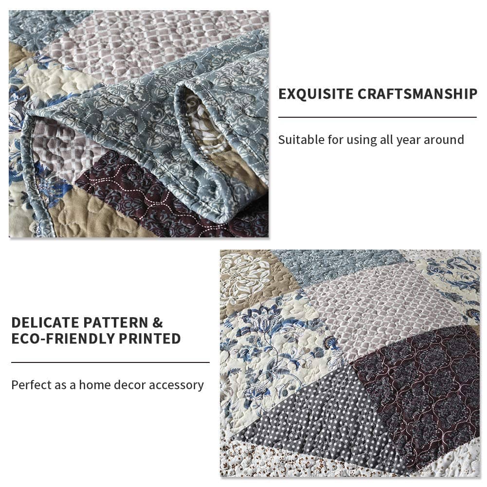 Juego de Edredón Travan de 3 Piezas para Cama -Azul Plomo - Imagen 5