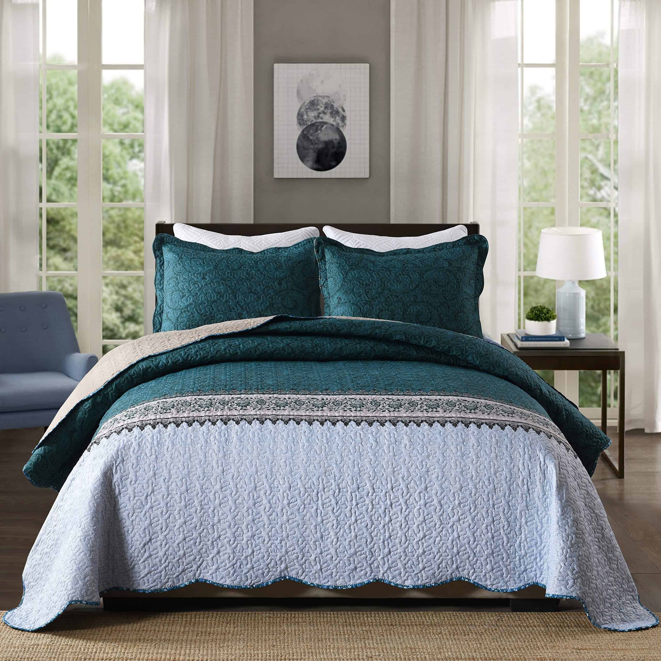 Juego de Colchas Travan de 3 Piezas para Cama Queen, Colcha