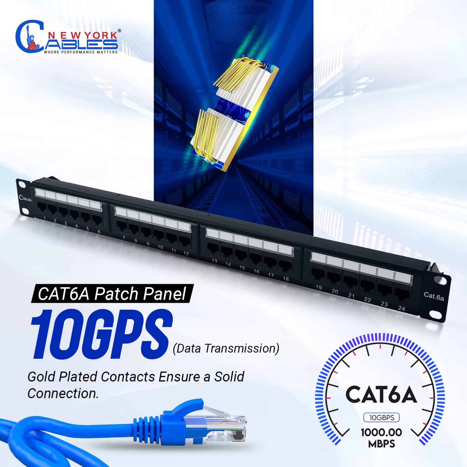 NewYork Cables - Panel de parches Cat6a de 24 puertos, alta - Imagen 5