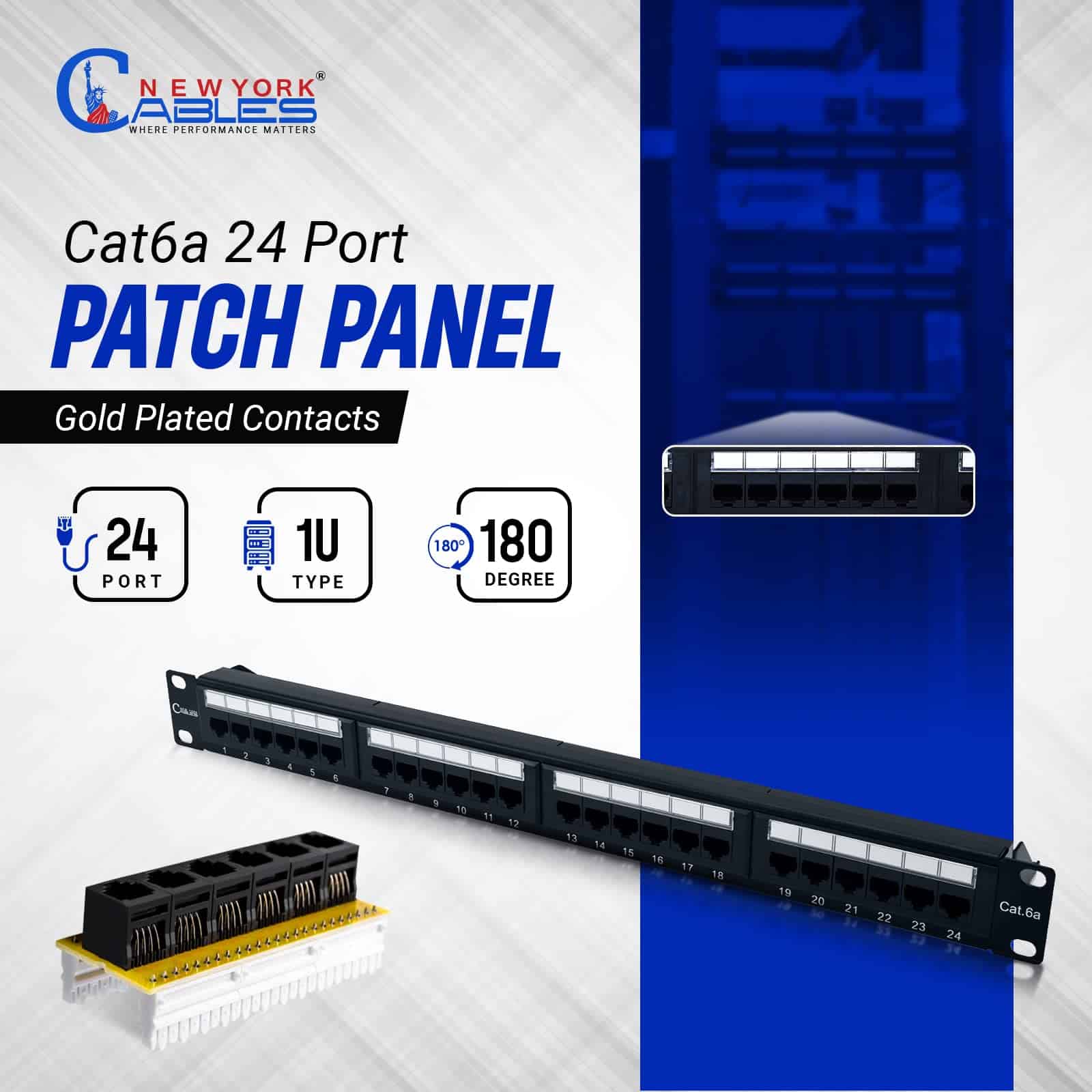 NewYork Cables - Panel de parches Cat6a de 24 puertos, alta - Imagen 3