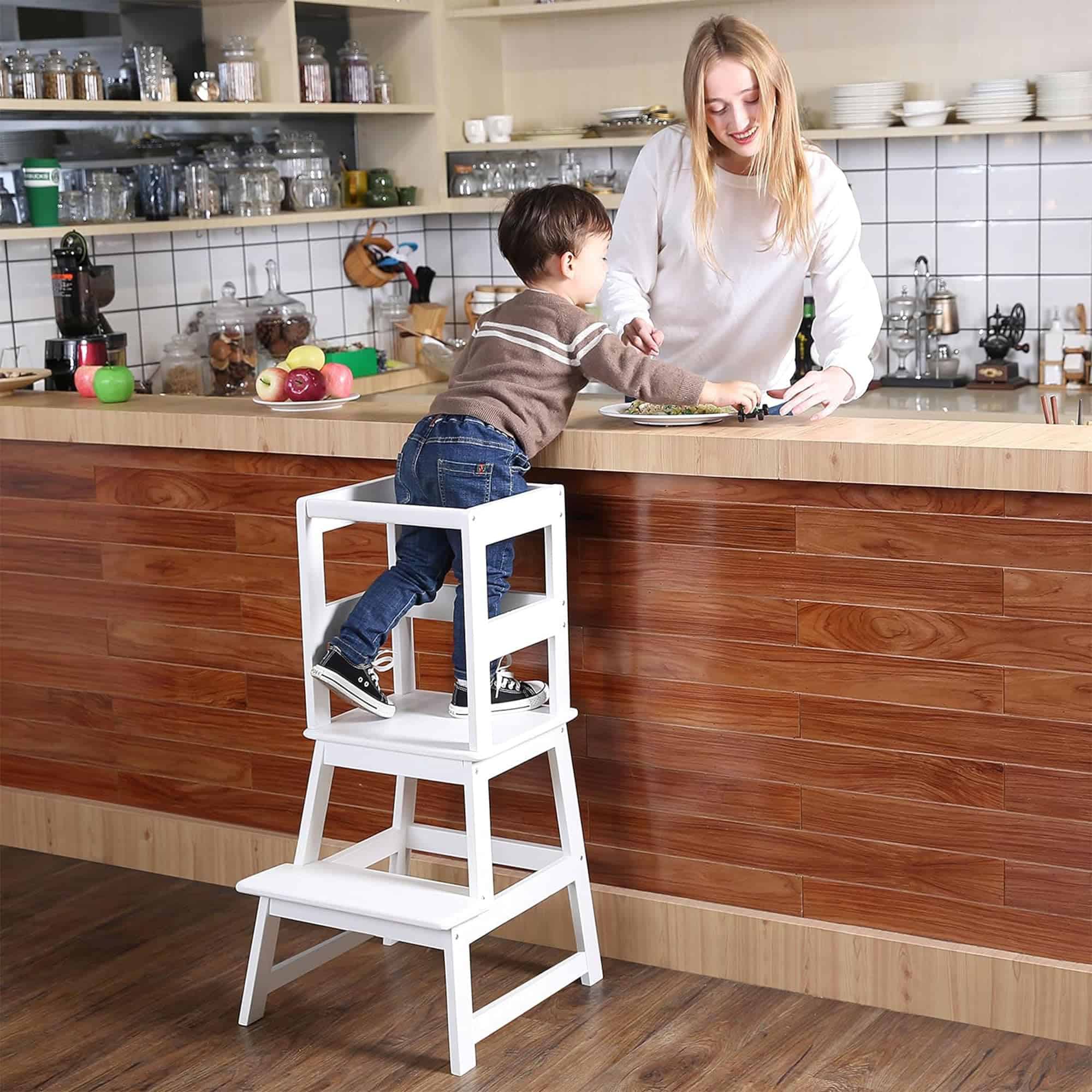 SDADI Taburete de Cocina para Niños con Barandilla de - Imagen 6
