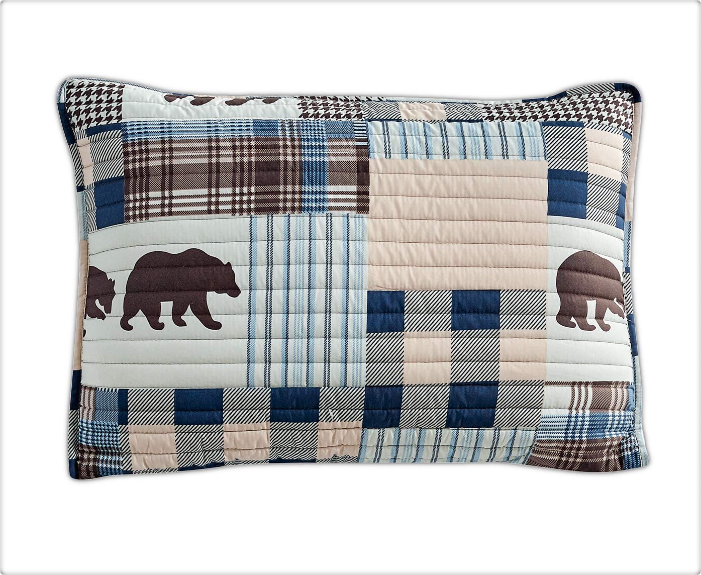 Colcha Acolchada de Franjas de Cuadros Escoceses de Oso - Imagen 4