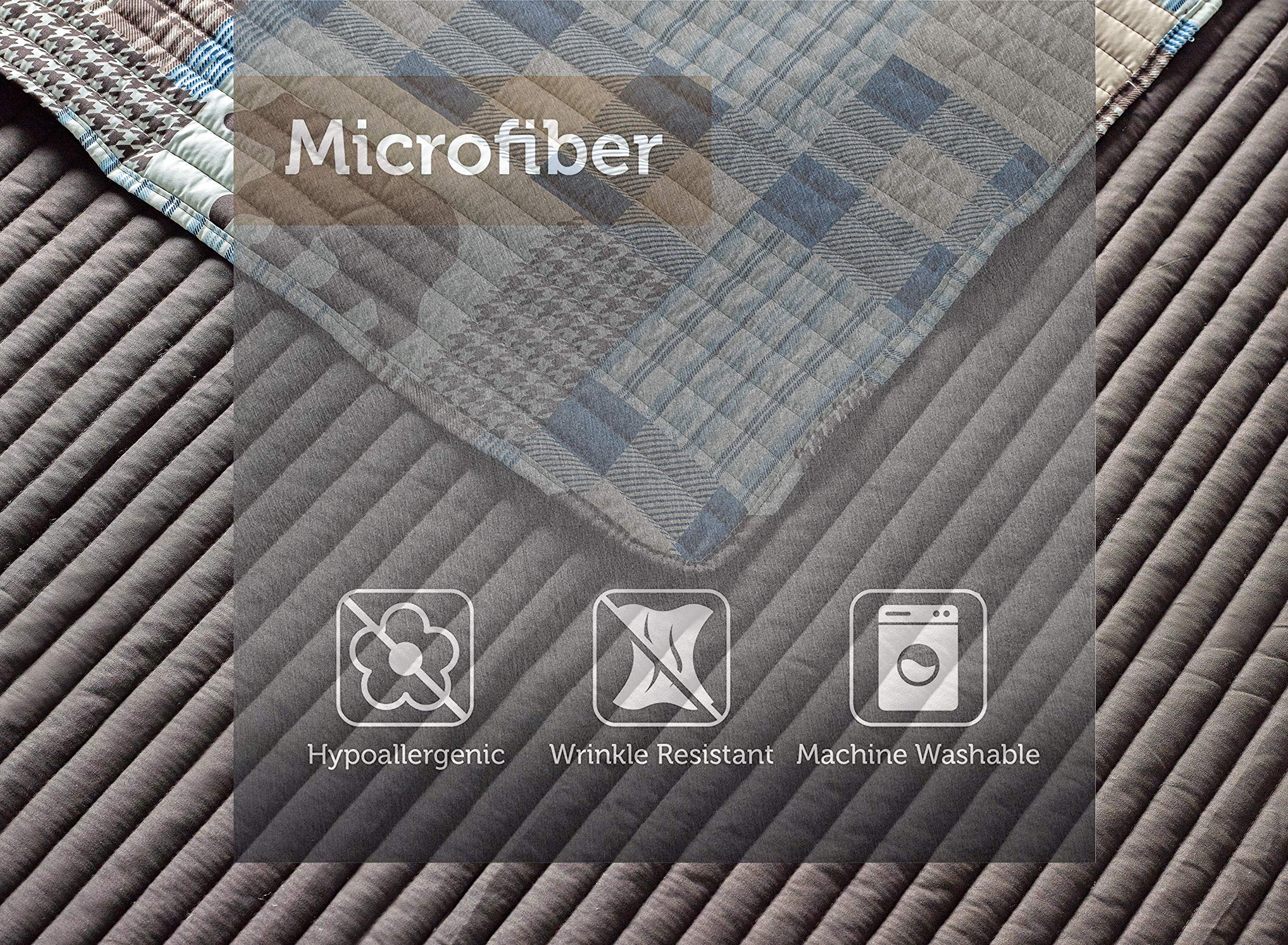 Colcha Acolchada de Franjas de Cuadros Escoceses de Oso - Imagen 6