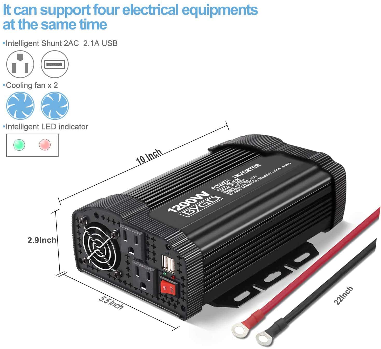 Inversor de Corriente BYGD 1200W Multifuncional con - Imagen 3