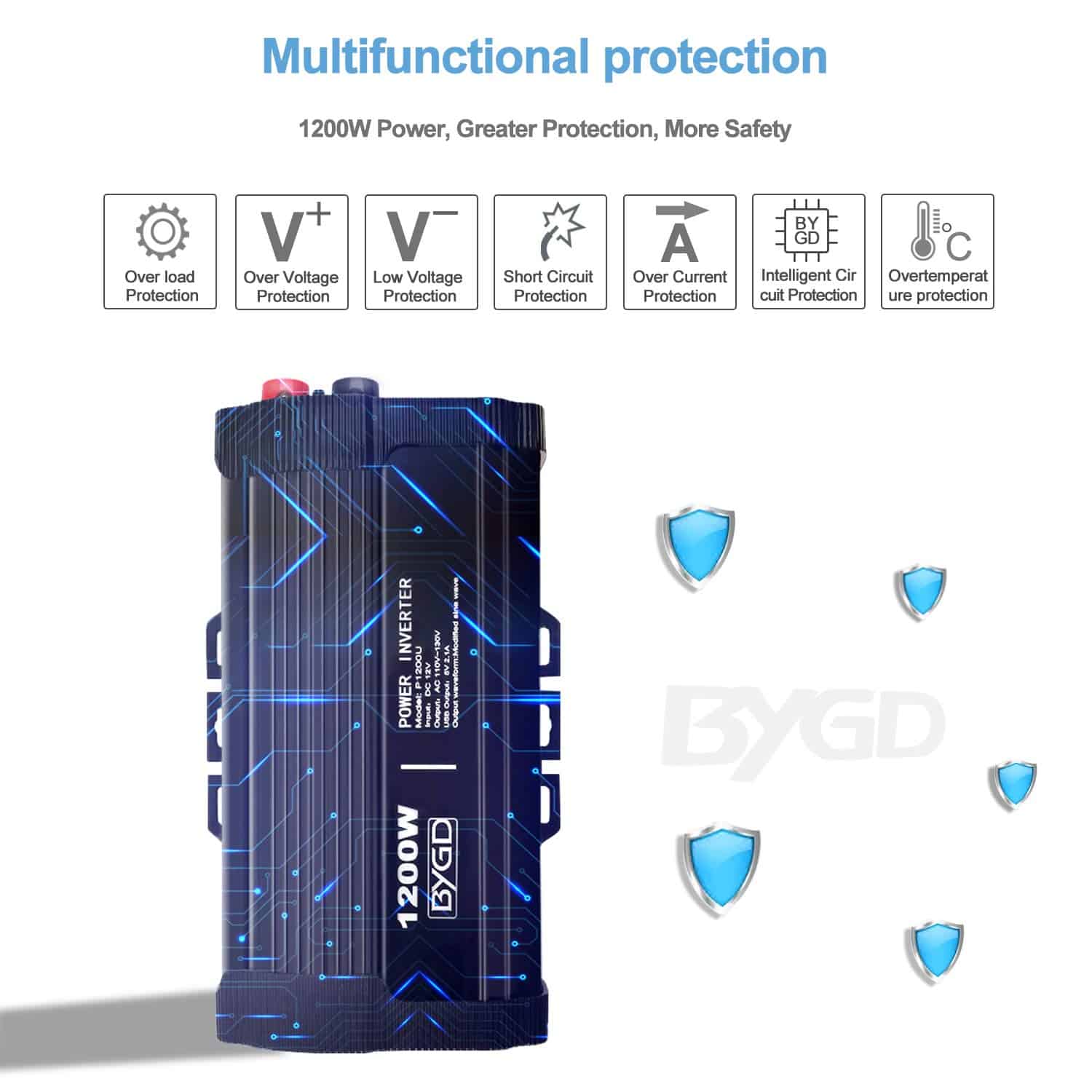 Inversor de Corriente BYGD 1200W Multifuncional con - Imagen 6