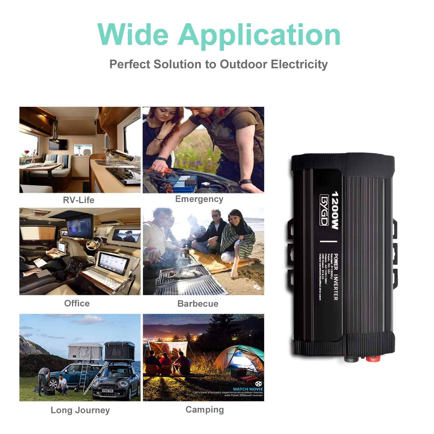 Inversor de Corriente BYGD 1200W Multifuncional con - Imagen 5