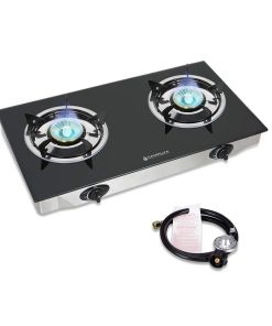 Estufa de Vidrio Templado de Doble Quemador Camplux a Gas