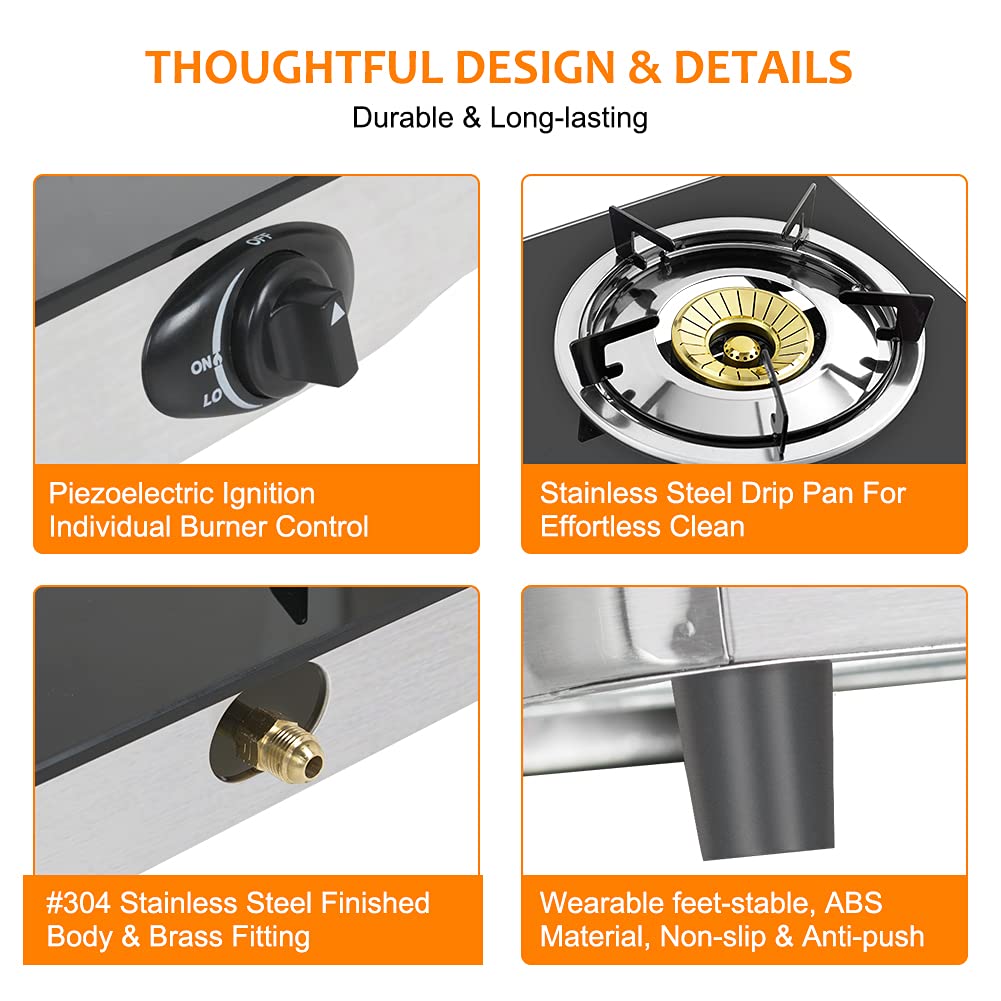 Estufa de Vidrio Templado de Doble Quemador Camplux a Gas - Imagen 5