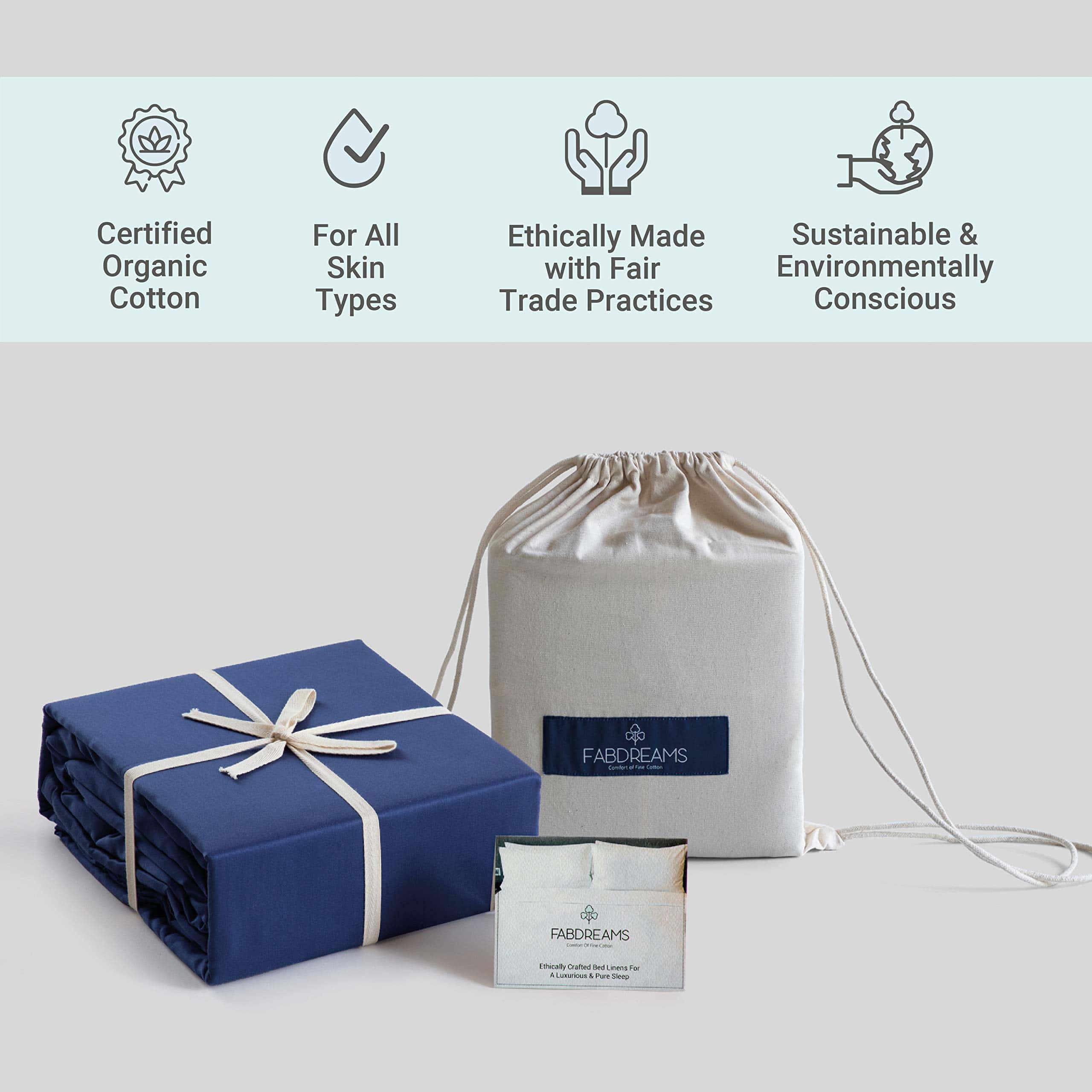 Juego de sábanas gemelas XL 100% algodón -Azul oscuro - Imagen 5