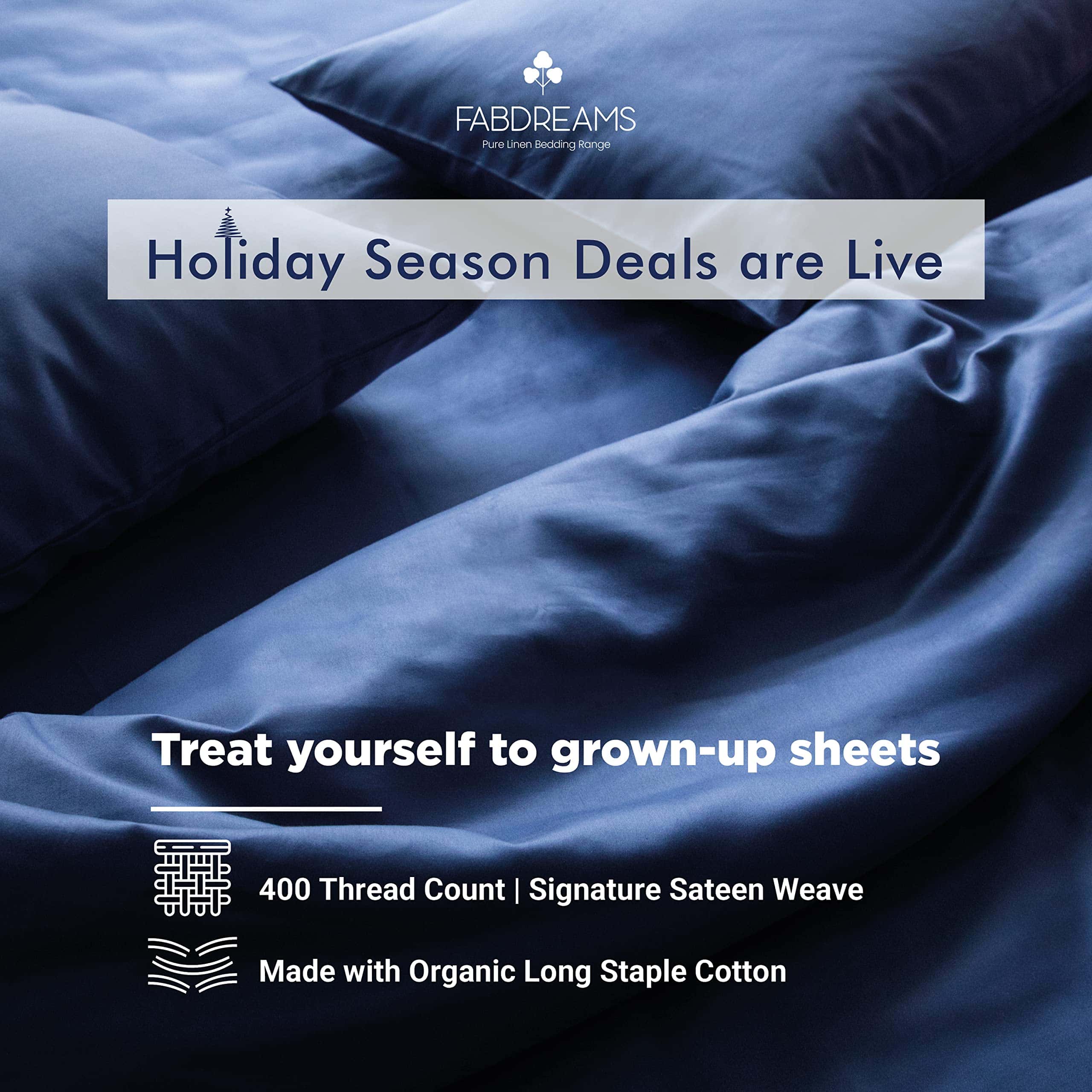 Juego de sábanas gemelas XL 100% algodón -Azul oscuro - Imagen 3