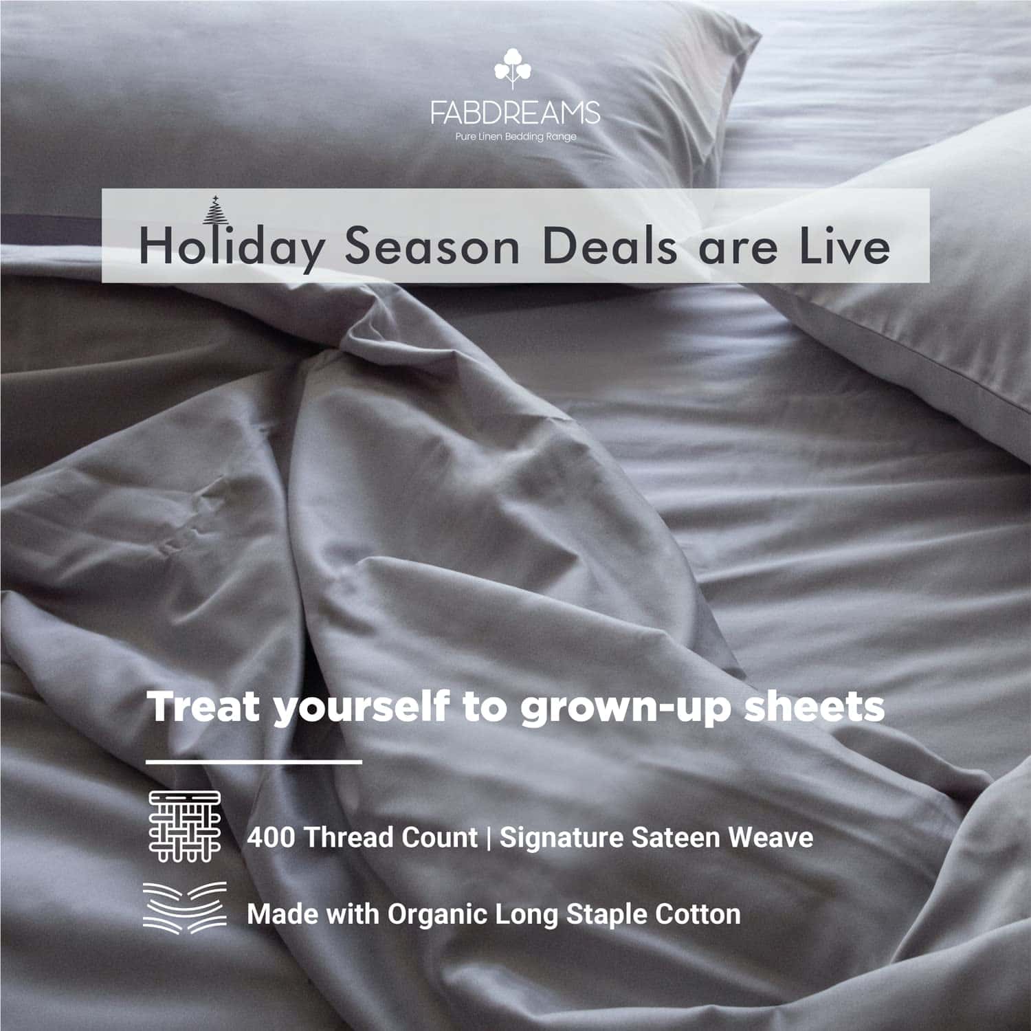 Juego de sábanas California King 100% -Gris claro - Imagen 3