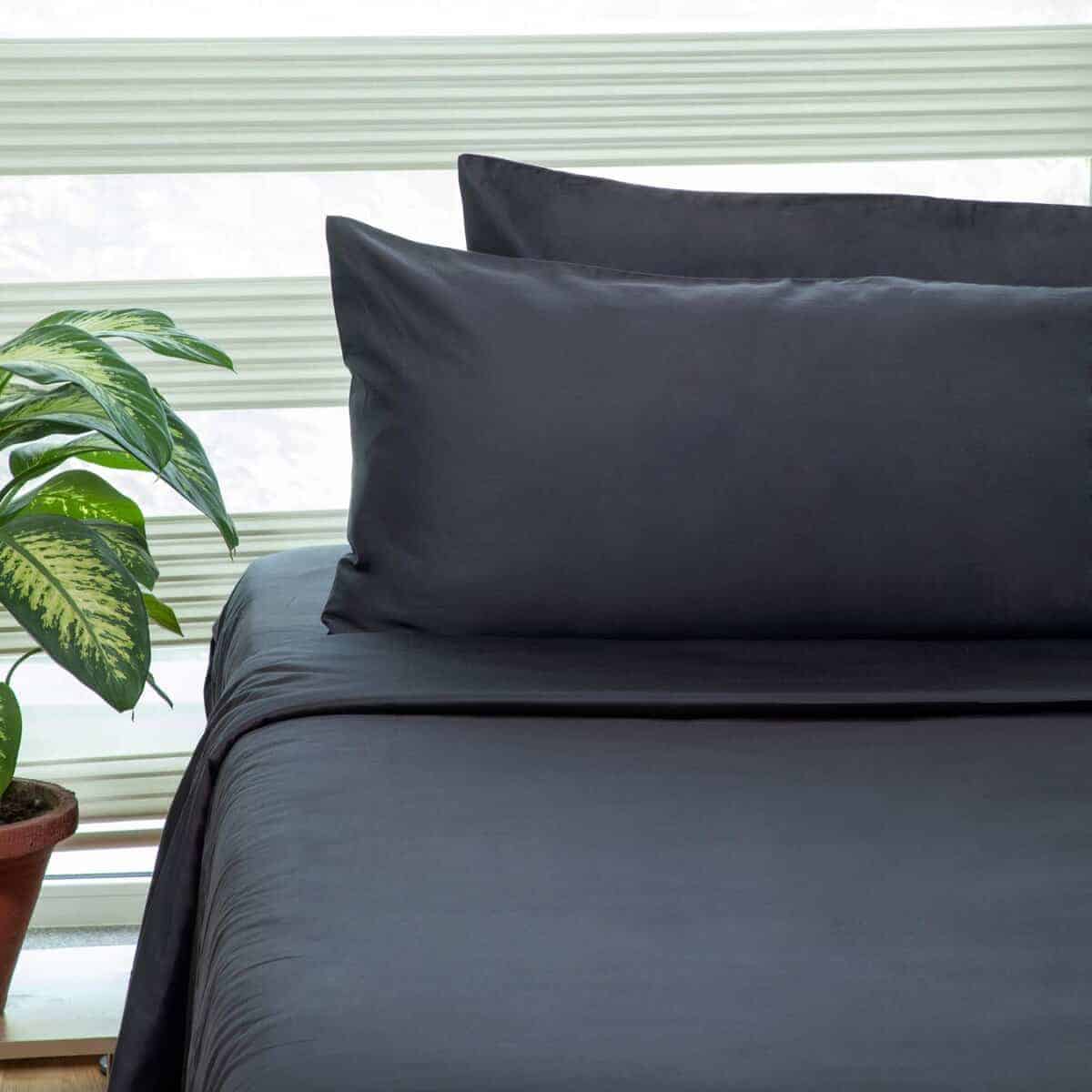 Juego de sábanas de algodón orgánico -Gris oscuro