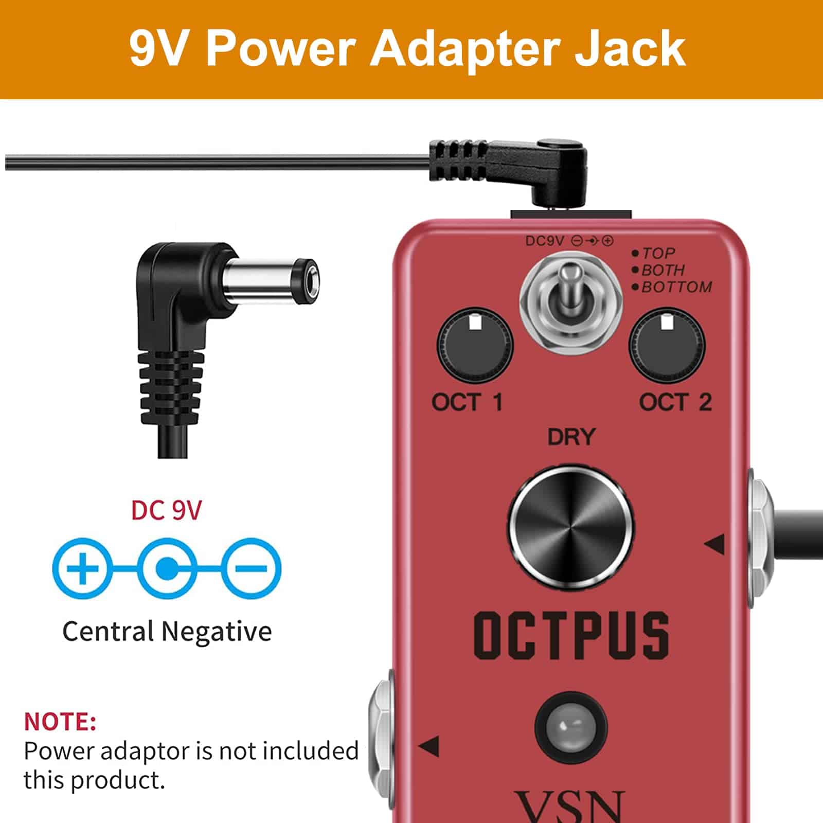 Pedal de Guitarra Octavador VSN Octave, Pedal Mini Digital - Imagen 6
