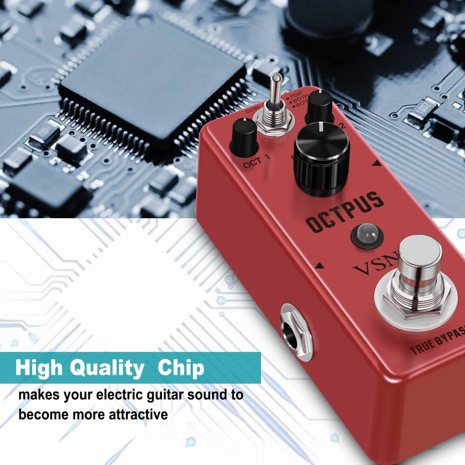 Pedal de Guitarra Octavador VSN Octave, Pedal Mini Digital - Imagen 8