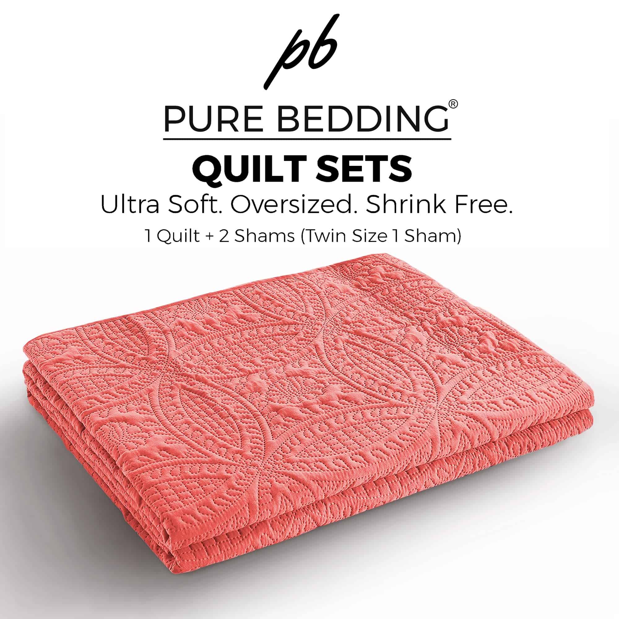 Set de Colcha King/California King Coral de Pure Bedding - - Imagen 6