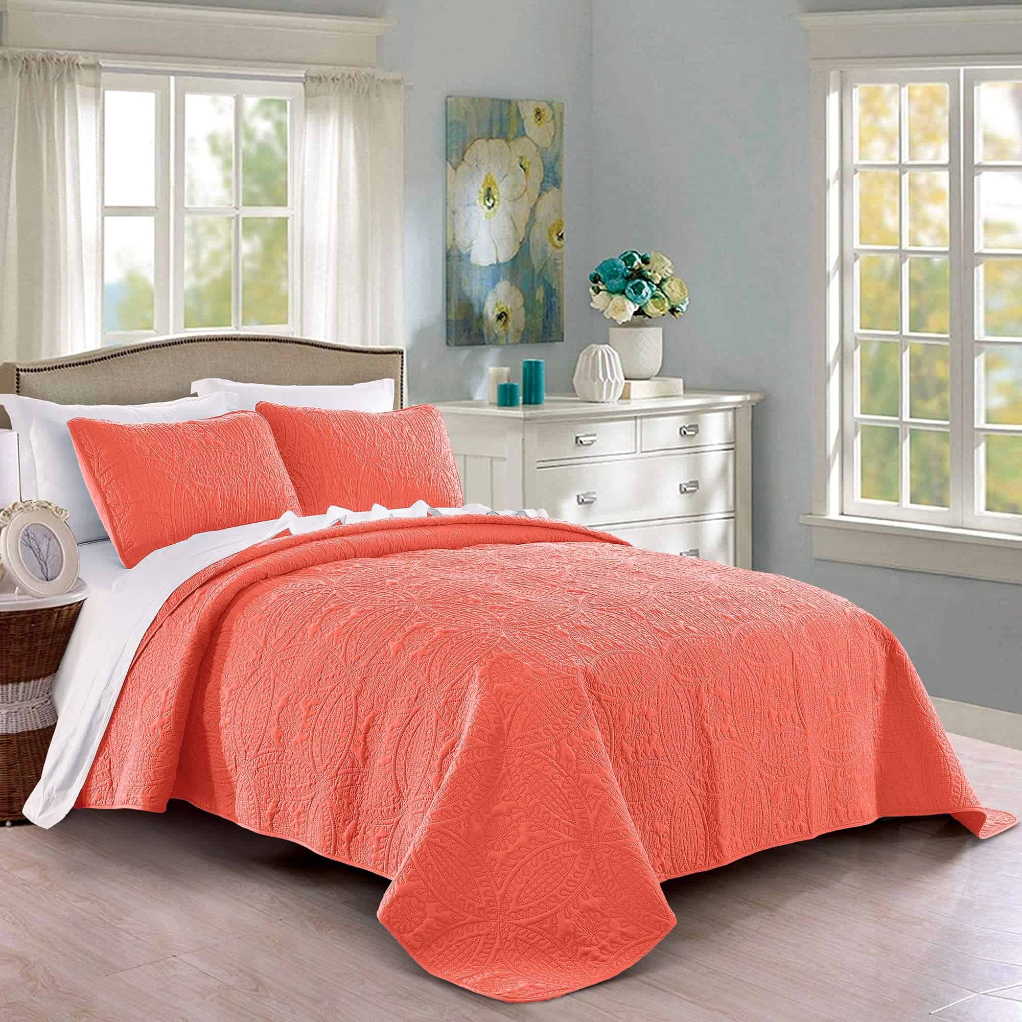 Set de Colcha King/California King Coral de Pure Bedding -